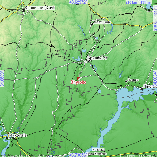 Topographic map of Shyroke