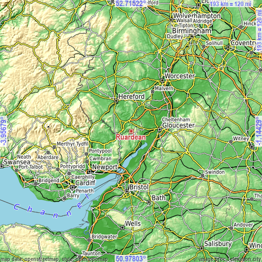 Topographic map of Ruardean
