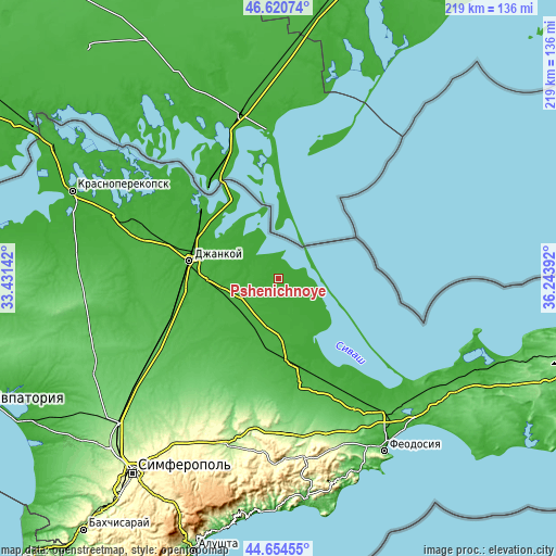 Topographic map of Pshenichnoye