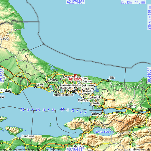 Topographic map of Arıköy