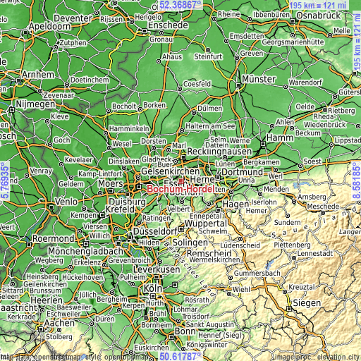 Topographic map of Bochum-Hordel