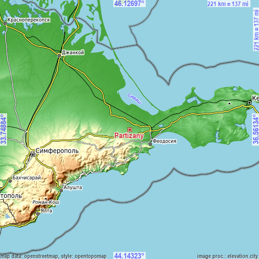 Topographic map of Partizany