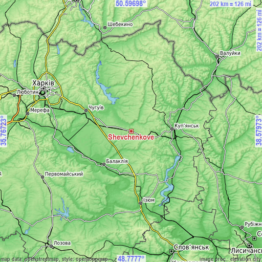 Topographic map of Shevchenkove