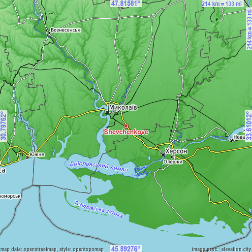 Topographic map of Shevchenkove