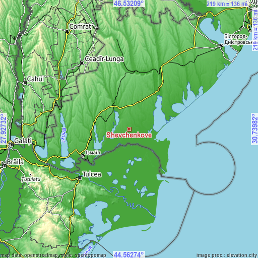 Topographic map of Shevchenkove