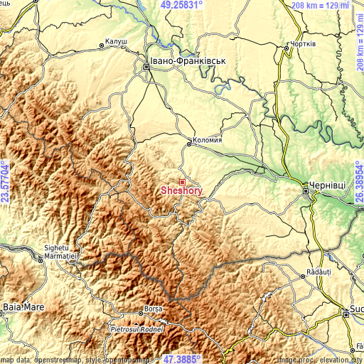 Topographic map of Sheshory