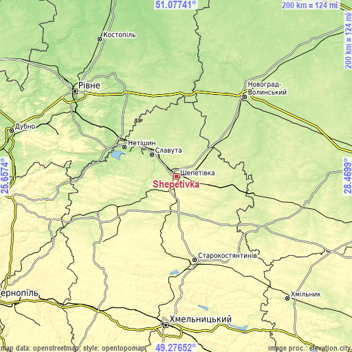 Topographic map of Shepetivka