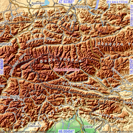 Topographic map of Großkirchheim