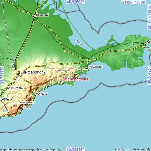 Topographic map of Shchebetovka