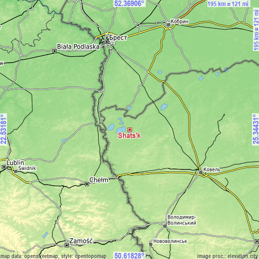 Topographic map of Shats’k