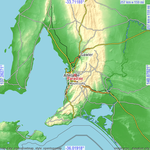 Topographic map of Paradise