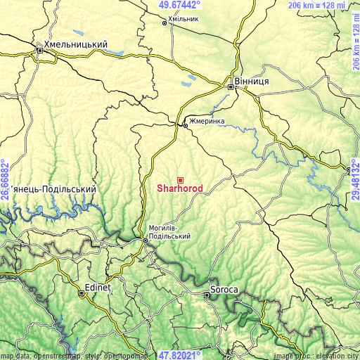 Topographic map of Sharhorod