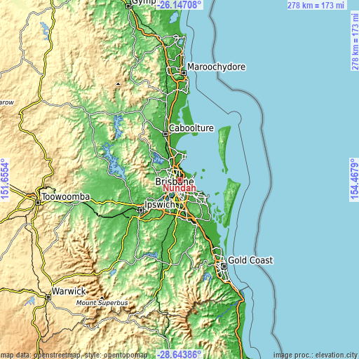 Topographic map of Nundah