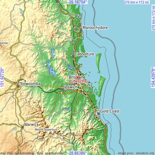 Topographic map of Lutwyche