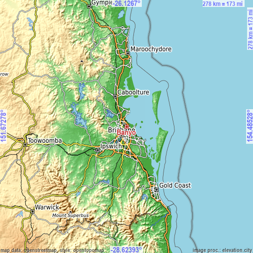 Topographic map of Banyo