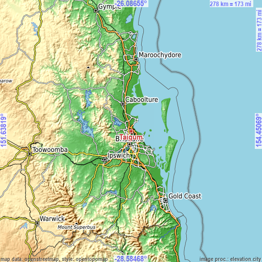 Topographic map of Taigum