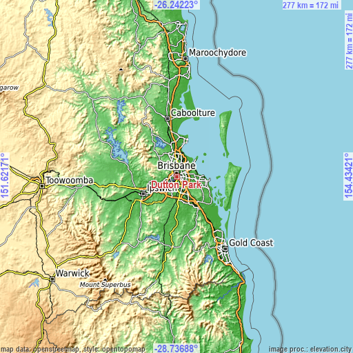 Topographic map of Dutton Park