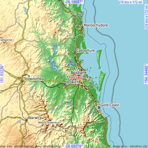 Topographic map of The Gap