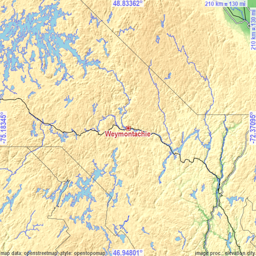 Topographic map of Weymontachie