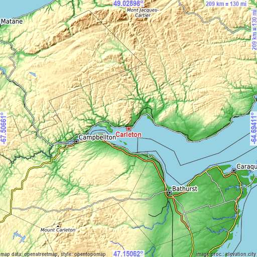 Topographic map of Carleton