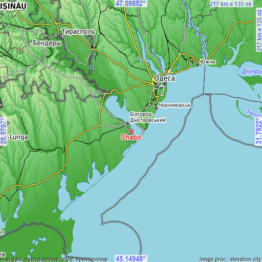 Topographic map of Shabo