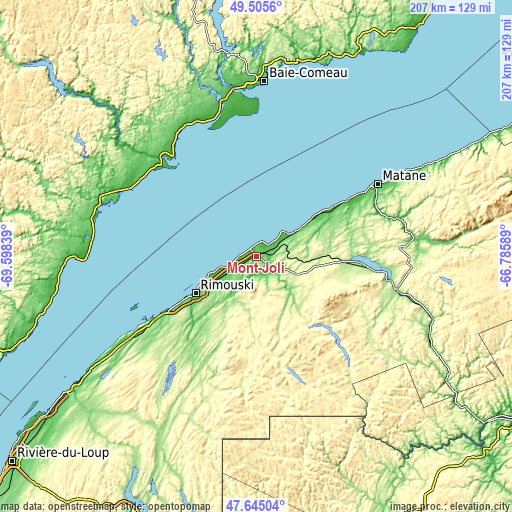 Topographic map of Mont-Joli