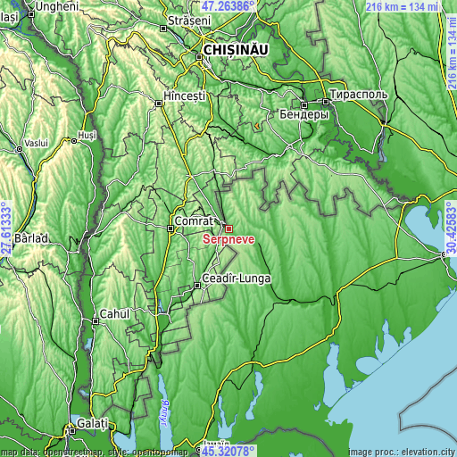 Topographic map of Serpneve