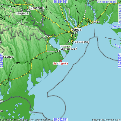 Topographic map of Serhiyivka