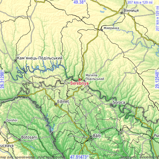 Topographic map of Serebriya