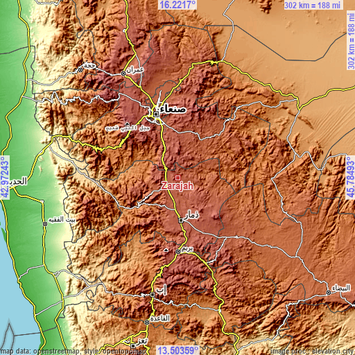 Topographic map of Zarājah