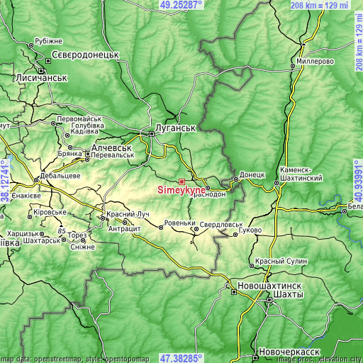 Topographic map of Simeykyne