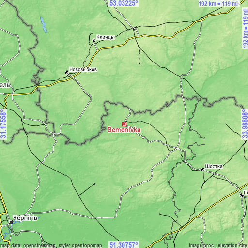 Topographic map of Semenivka