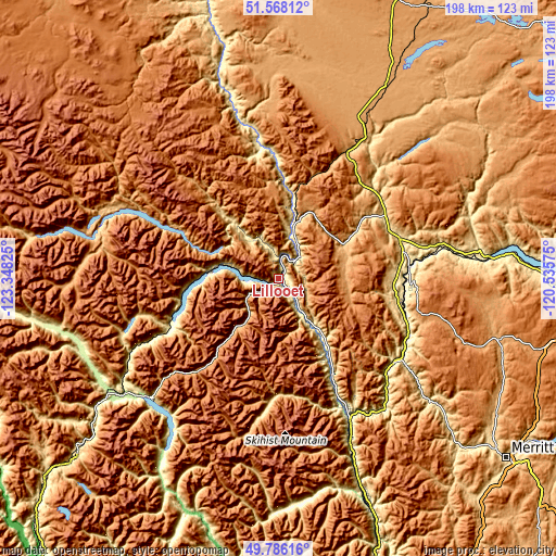 Topographic map of Lillooet