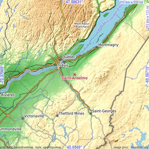 Topographic map of Saint-Anselme