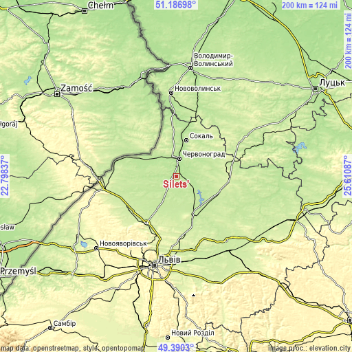 Topographic map of Silets’