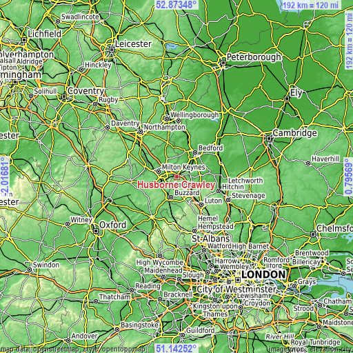 Topographic map of Husborne Crawley