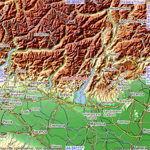 Topographic map of Lodrone-Darzo