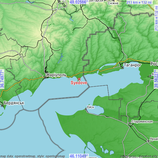 Topographic map of Syedove