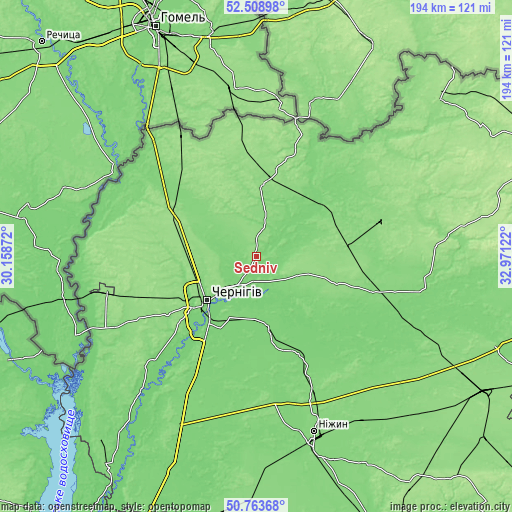 Topographic map of Sedniv