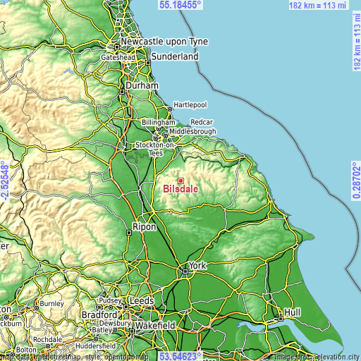 Topographic map of Bilsdale