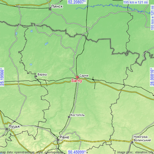 Topographic map of Sarny