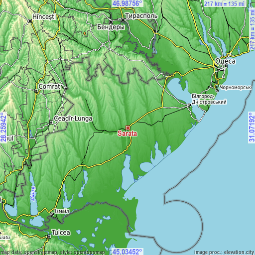 Topographic map of Sarata