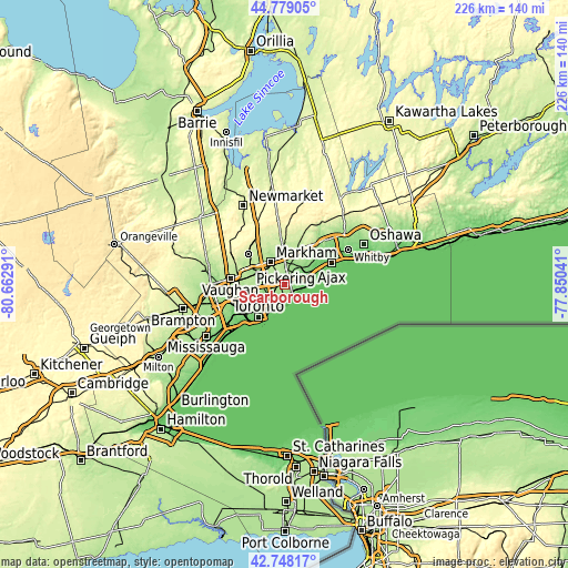 Topographic map of Scarborough