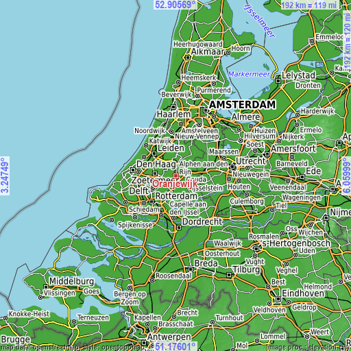 Topographic map of Oranjewijk