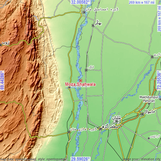 Topographic map of Moza Shahwala