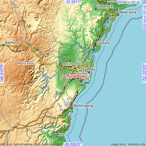 Topographic map of Fairfield West