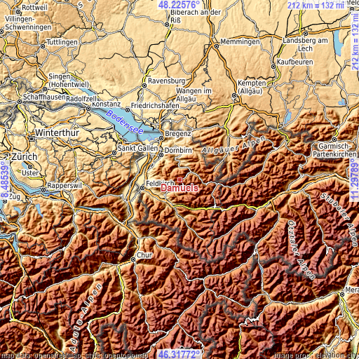 Topographic map of Damüls