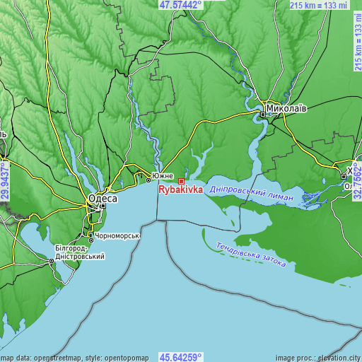 Topographic map of Rybakivka