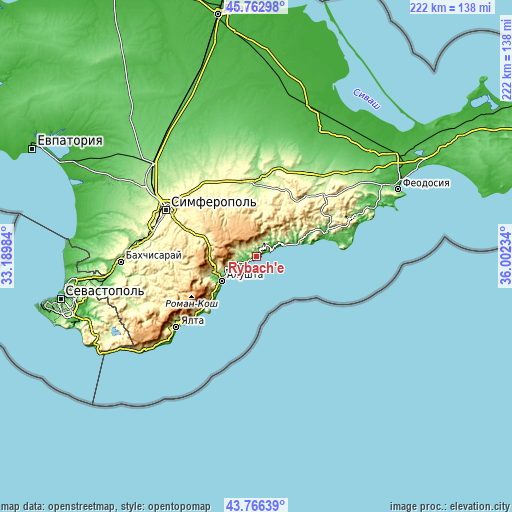 Topographic map of Rybach'e