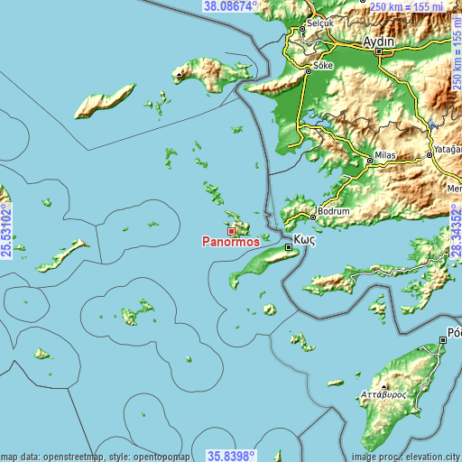 Topographic map of Pánormos